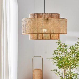 Đèn Thả Mây Đan Mắt Cáo Kết Hợp Dây Thừng Bện Lạ Mắt TAT-03