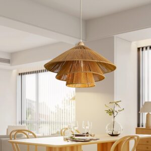 Đèn Thả Dây Thừng Hình Nón 3 Lớp Vintage Trang Trí Homestay TAT-18