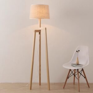 Đèn đứng gỗ chao vải vintage trang trí phòng khách BVG-82