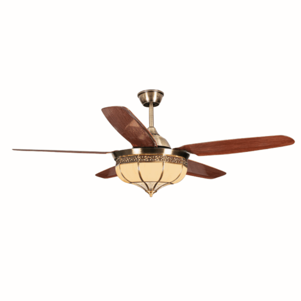 Quạt trần đèn 5 cánh cọ địa trung hải sang trọng QViFa - 88