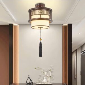Đèn Ốp Trần Gỗ Chao Vải 8805-500