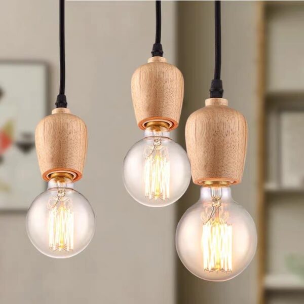 Đèn thả gỗ đơn trang trí quán cafe DTT-01