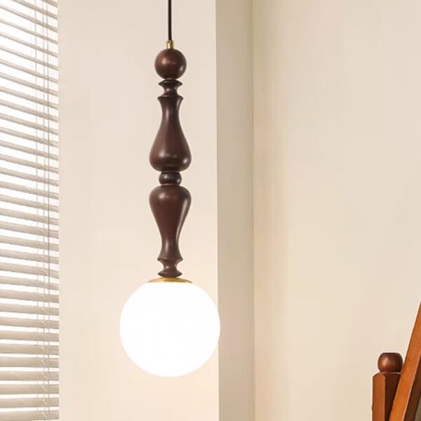 Đèn gỗ tiện thả trần trang trí quán cafe DTT-07