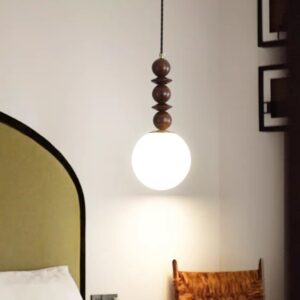 Đèn gỗ tiện thả trần trang trí quán cafe DTT-12