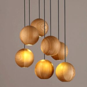 Đèn gỗ tiện thả đơn trang trí quán cafe DTT-17