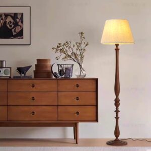 Đèn cây gỗ chao vải trang trí phòng ngủ DCA-06