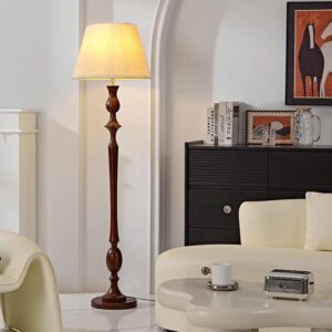 Đèn cây gỗ chao vải vintage DCA-07