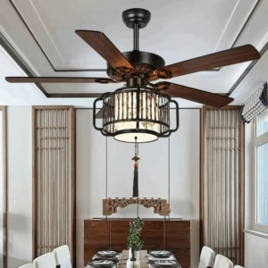 Quạt Trần Đèn 5 Cánh Phong Cách Trung Hoa ĐQ-9804