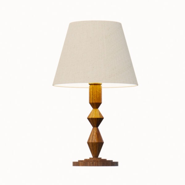 Đèn bàn gỗ tiện chao vải vintage DCA-09B