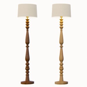 Đèn cây gỗ tiện chao vải vintage DCA-10