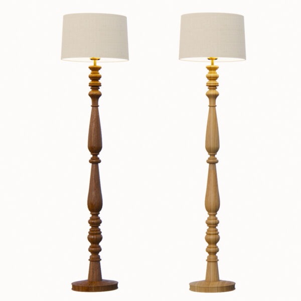 Đèn cây gỗ tiện chao vải vintage DCA-10