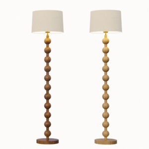 Đèn cây gỗ tiện chao vải vintage DCA-11