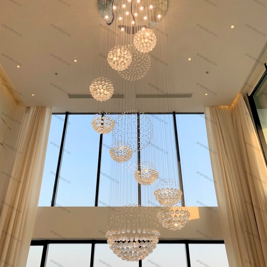 Đèn Thông Tầng Pha Lê Hạt
