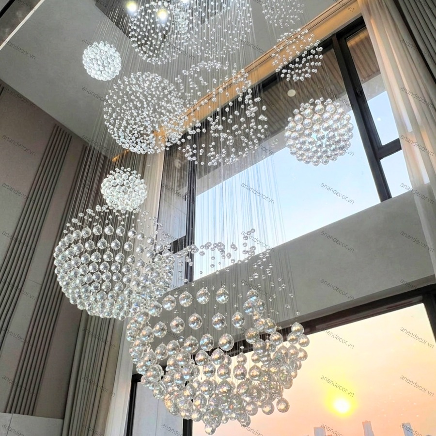 Đèn Thông Tầng Pha Lê Hạt