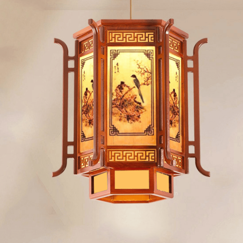 Đèn thả gỗ phong thủy ODG05B