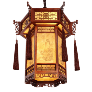 Đèn gỗ phong thủy in họa tiết ODG06