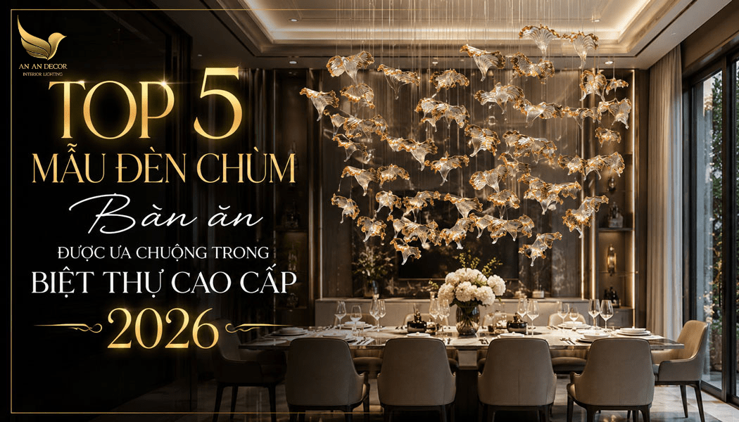 Top 5 mẫu đèn chùm bàn ăn được ưa chuộng trong biệt thự cao cấp 2026