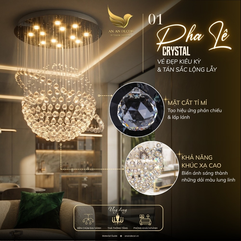 chất liệu đèn - pha lê