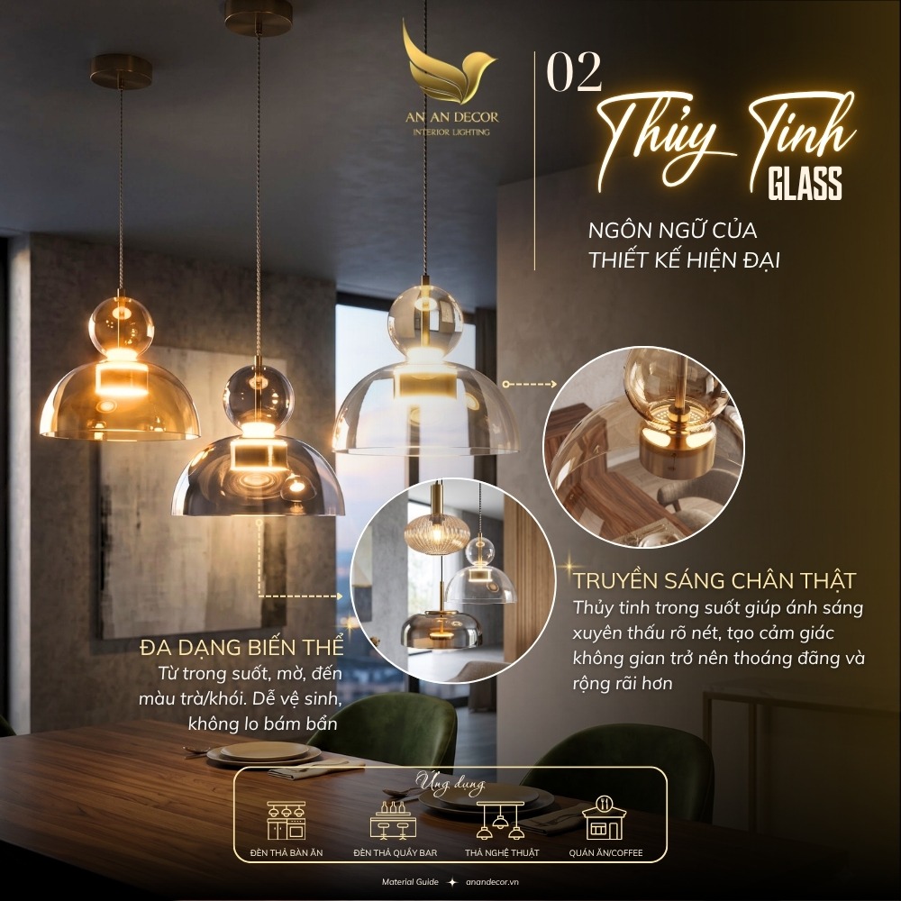 chất liệu đèn - thủy tinh