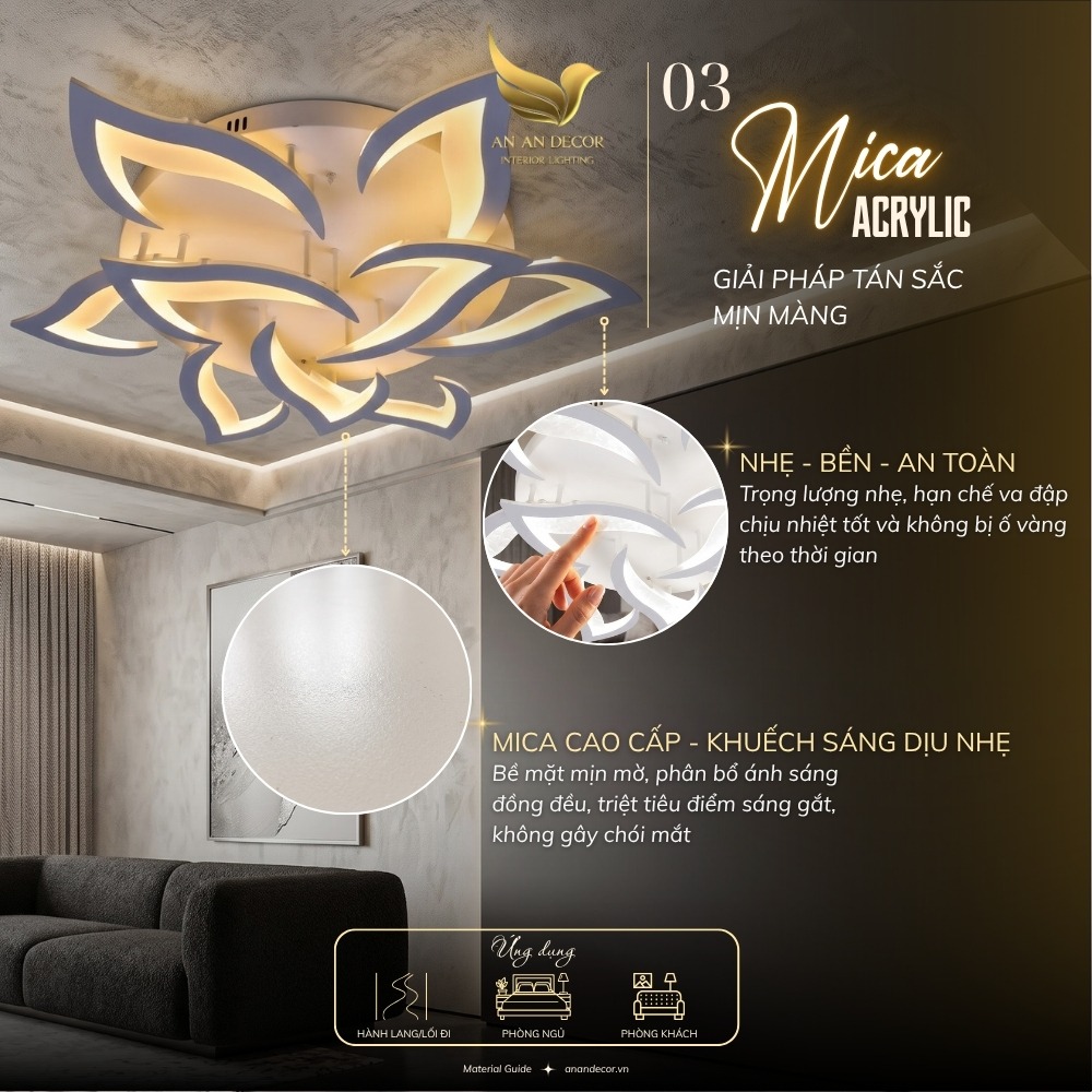 chất liệu đèn - mica