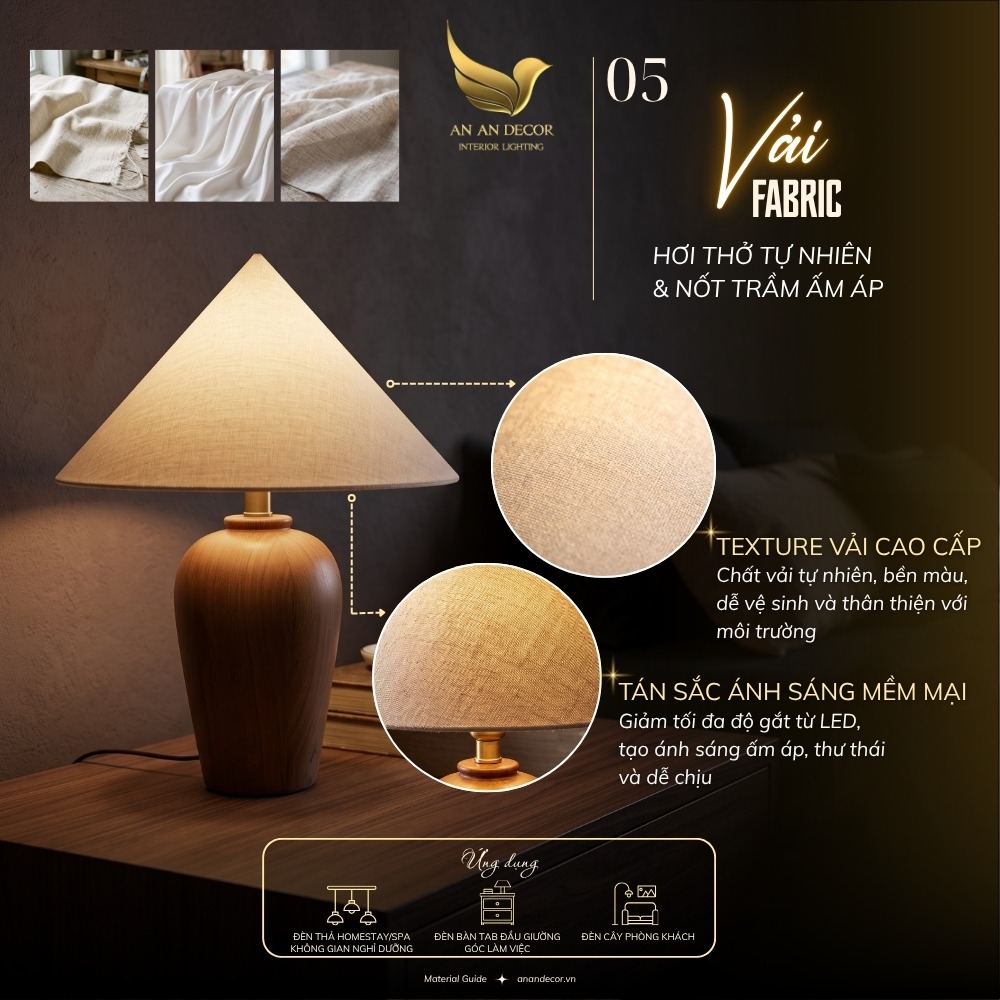 chất liệu đèn - vải