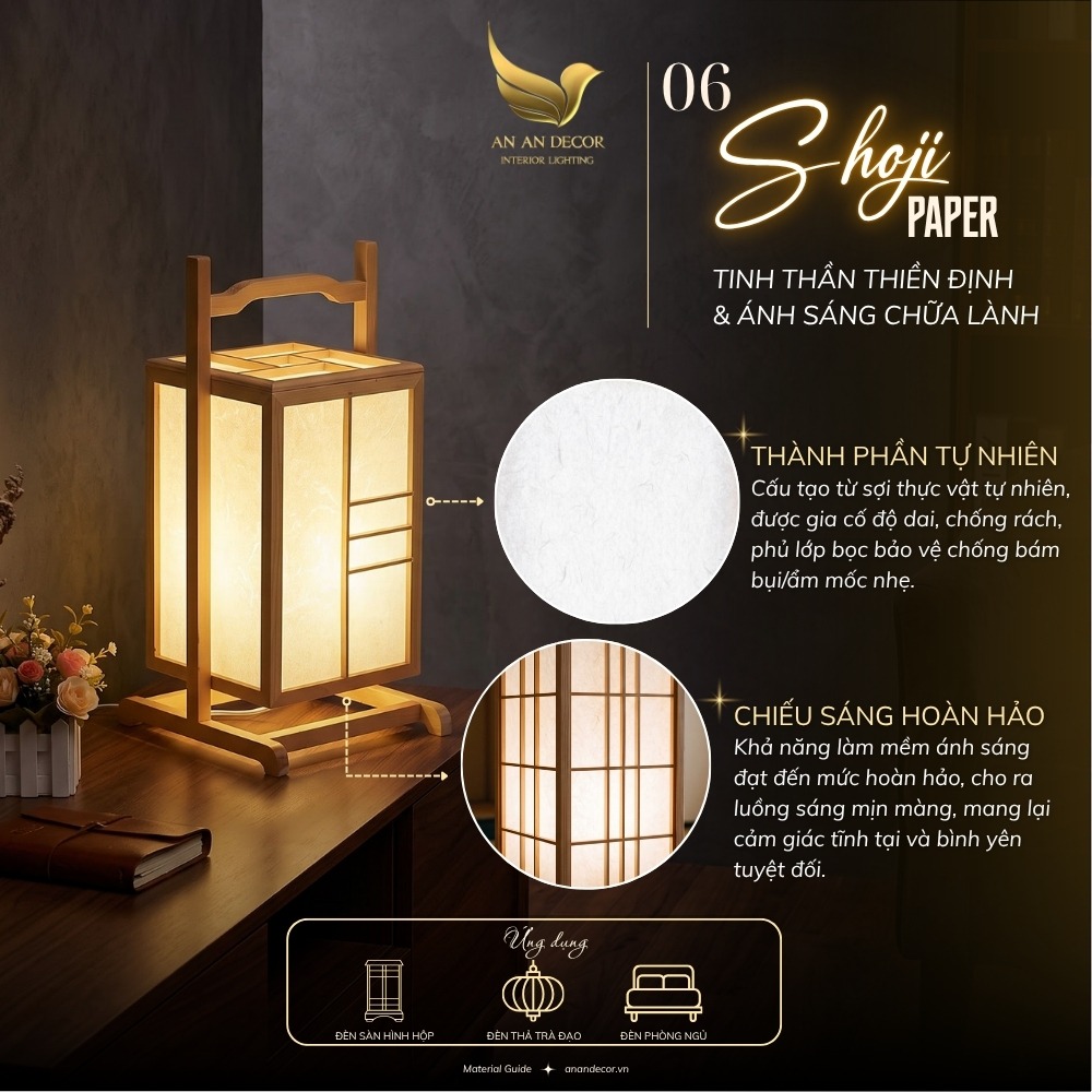 chất liệu đèn - giấy shoji