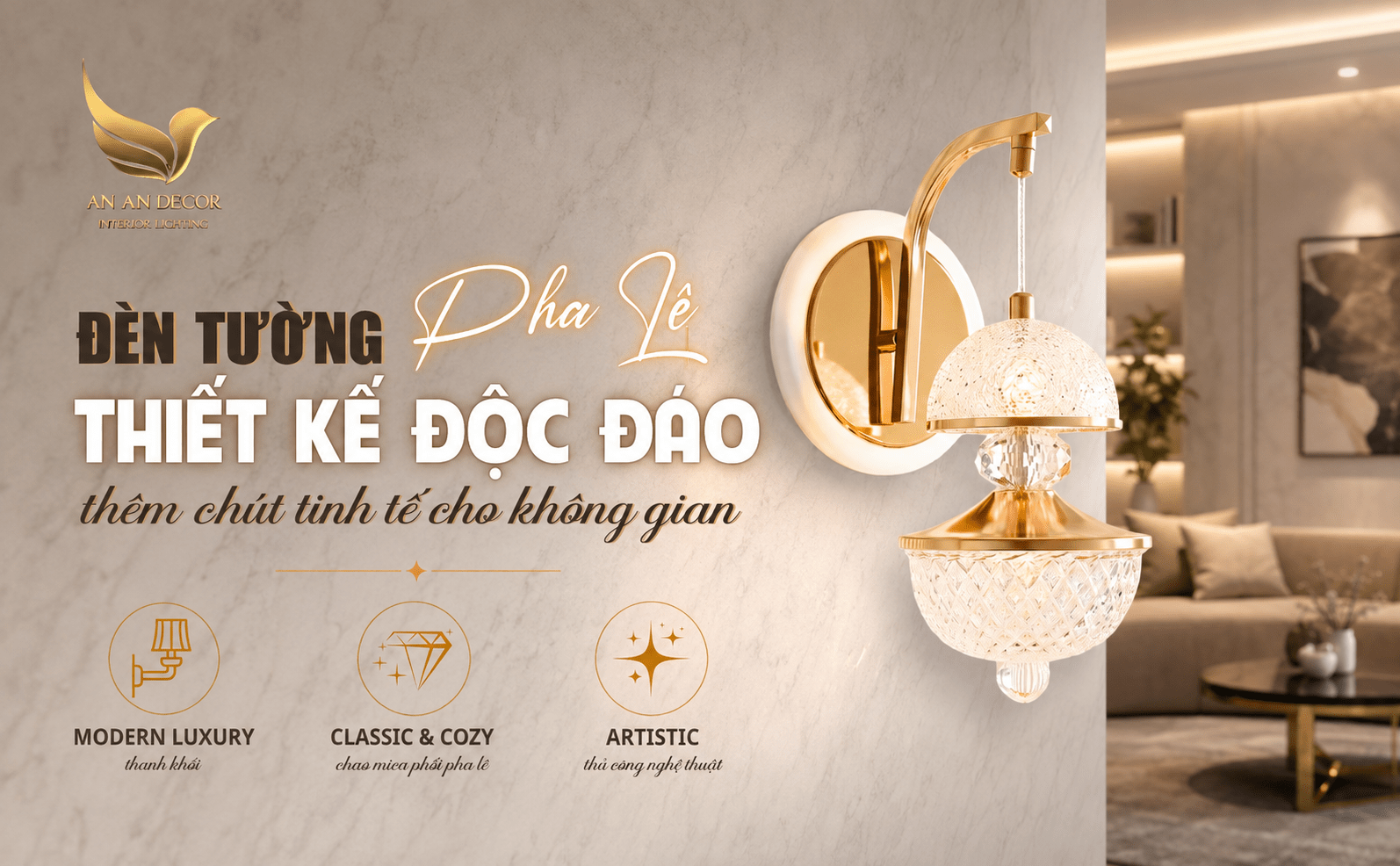 đèn tường pha lê